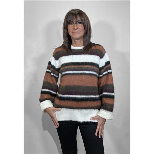 Vicolo maglia donna morbida mohair rigata calda invernale art. 55142f