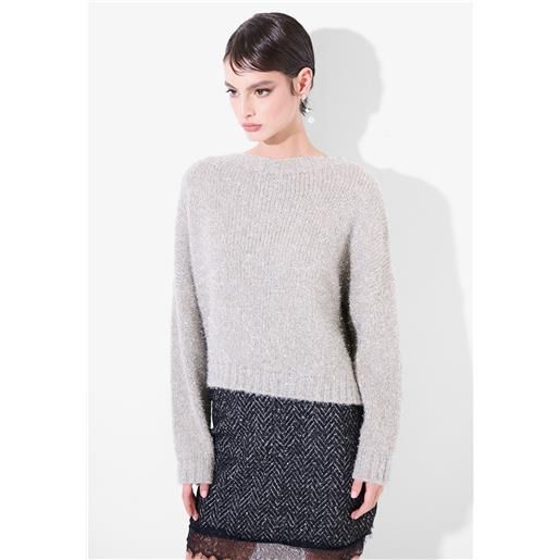 Kikisix maglia donna con lurex e collo a barchetta art. Kxma1550