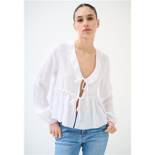 Kikisix blusa donna scollo a v viscosa leggera kxcs2522