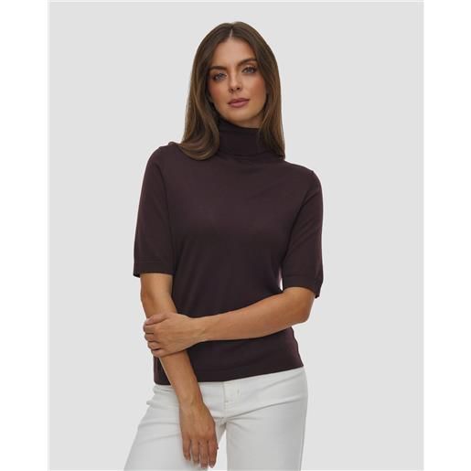 Allude dolcevita a maniche corte in lana merino da donna Allude