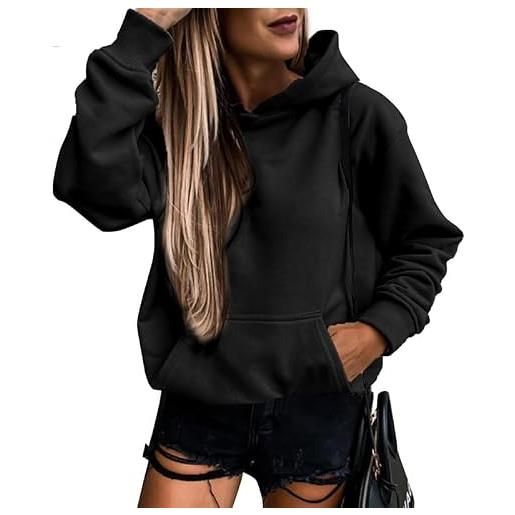 Placitiume felpa con cappuccio casual leggera da donna, a maniche lunghe, con tasca, per uno stile rilassato