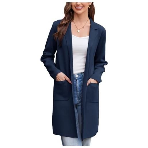 GRACE KARIN cappotto elegante donna invernale maniche lunghe scollo bavero con tasche al ginocchio tinta unita