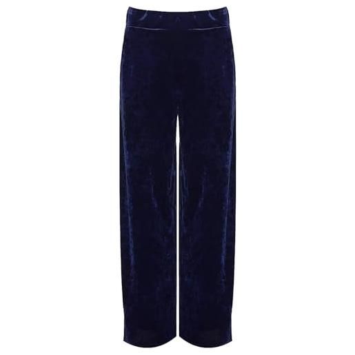 RIDDLED WITH STYLE pantaloni da donna alla moda da strada, svasati, a gamba larga, con tasche, leggeri, in velluto, taglie forti, a palazzo, gamba larga, con elastico in vita, taglia 46-52