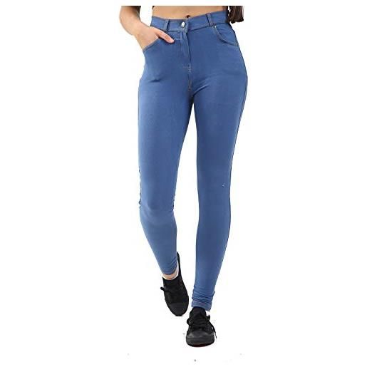GW CLASSY OUTFIT gw classyoutfit - leggings da donna in tinta unita, skinny jeggings, elasticizzati, effetto denim