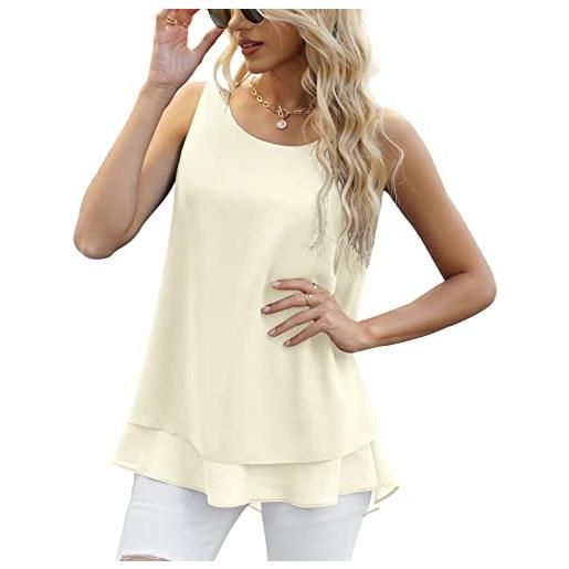 Yommay canotta estiva da donna, camicette da donna, senza maniche, in chiffon, da donna canotte e top