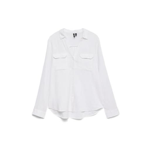 VERO MODA vmlinn linen bumpy ls - maglietta wvn noos camicia a maniche lunghe donna (pacco da 1)