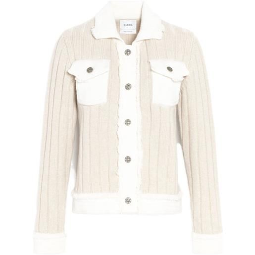 Barrie cardigan a coste con frange - toni neutri