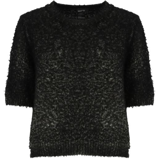 Avant Toi maglione bouclé a maniche corte - nero