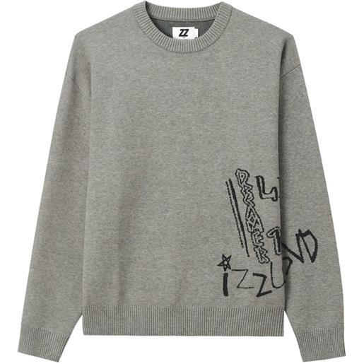 izzue maglione con stampa grafica - grigio