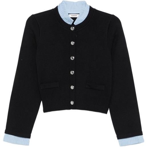 SANDRO cardigan bicolore con colletto stile origami - blu