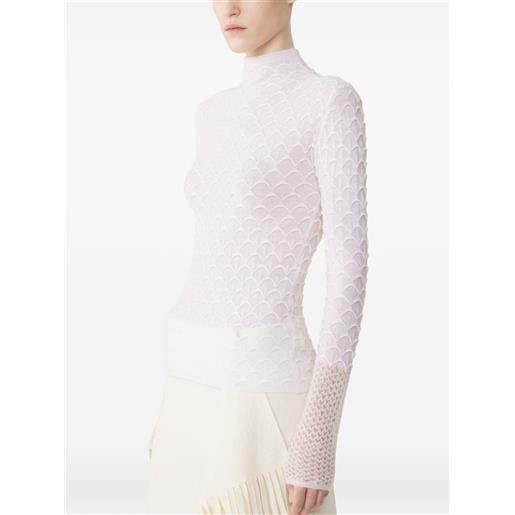 Lanvin top a collo alto in lana e mohair - bianco