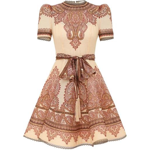 ZIMMERMANN abito corto ascent picnic con stampa paisley - toni neutri
