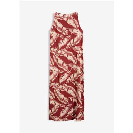 bonprix abito largo in misto viscosa con stampa allover-rosso