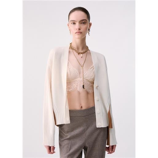 Liu jo cardigan color-block in lana, bianco