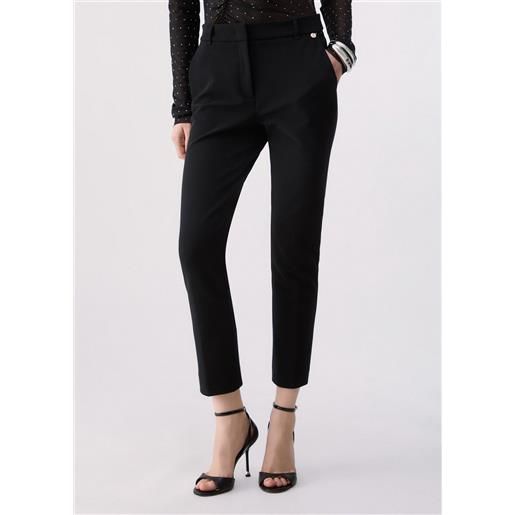 Liu jo pantaloni a sigaretta in ottoman, nero