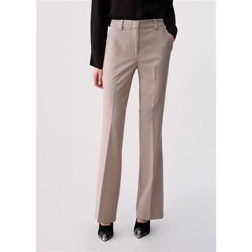 Liu jo pantalone fit & flare in tela mélange, beige