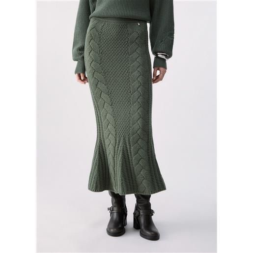 Liu jo gonna longuette in maglia, verde scuro