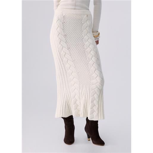 Liu jo gonna longuette in maglia, bianco lana