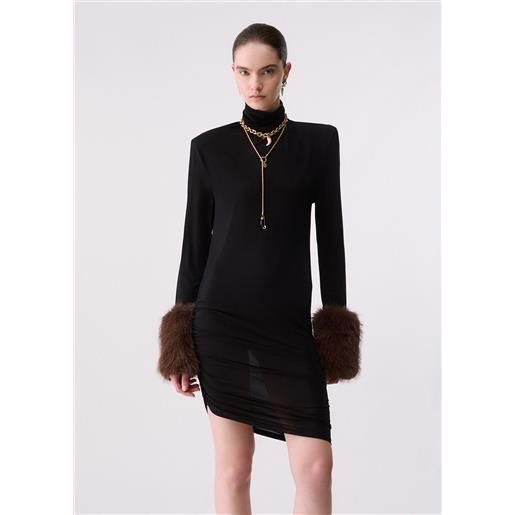 Liu jo abito con polsini in teddy, nero