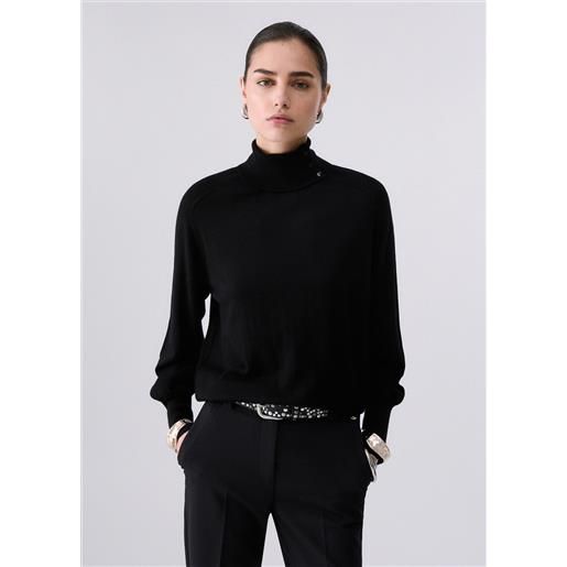 Liu jo dolcevita in lana con bracciale, nero