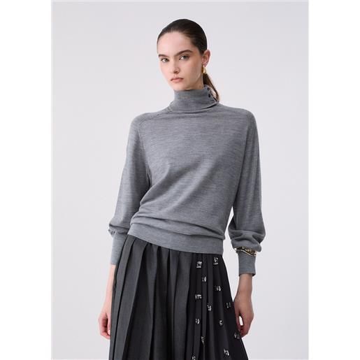 Liu jo dolcevita in lana con bracciale, grigio mélange