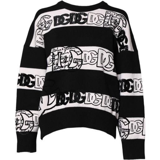 Dolce & Gabbana maglione a righe con logo - nero