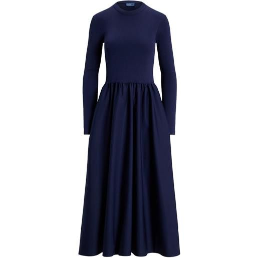 Polo Ralph Lauren abito midi svasato con maniche lunghe - blu