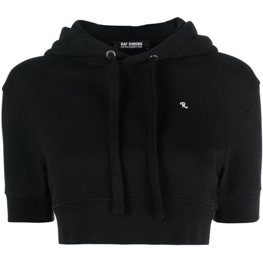 Raf Simons felpa con cappuccio crop - nero
