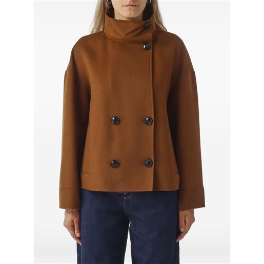Max Mara cappotto aceri doppiopetto a collo alto - marrone