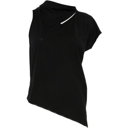 Issey Miyake top asimmetrico con cut-out - nero