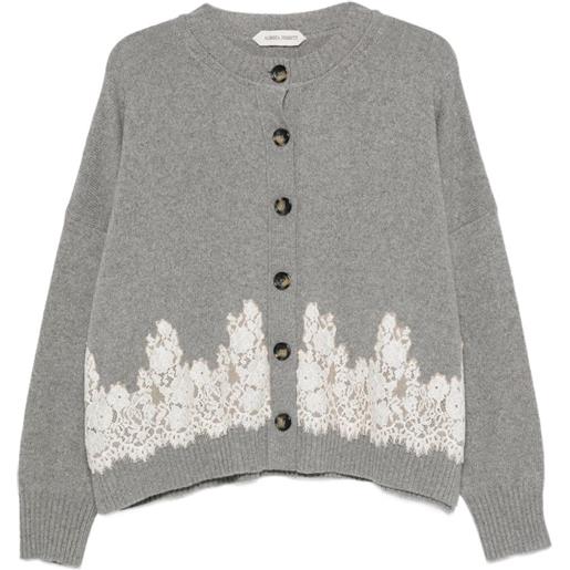 Alberta Ferretti cardigan con dettagli in pizzo - grigio