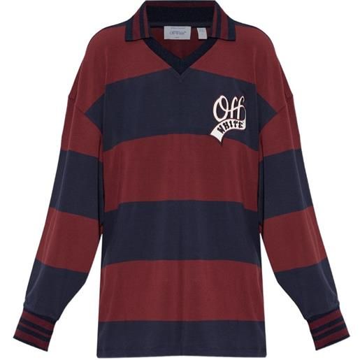 Off-White polo a righe con logo - rosso