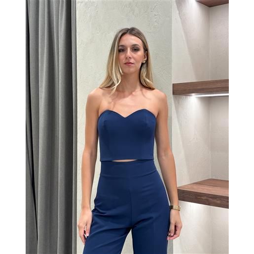 SILENCE LIMITED corpetto steccato con scollo a cuore;Heart top evergreen;SILENCE LIMITED, blu