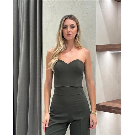 SILENCE LIMITED corpetto steccato con scollo a cuore;Heart top evergreen;SILENCE LIMITED, verde