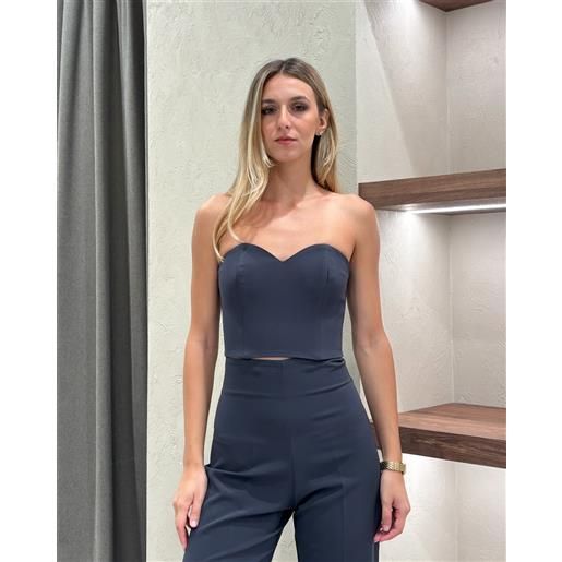 SILENCE LIMITED corpetto steccato con scollo a cuore;Heart top evergreen;SILENCE LIMITED, grigio
