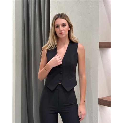 SILENCE LIMITED gilet con bottoni in tono e scollo a v;Naima evergreen;SILENCE LIMITED, nero