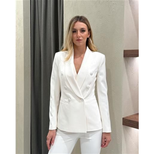 SILENCE LIMITED blazer doppiopetto con bavero sciallato;Musa evergreen;SILENCE LIMITED, burro