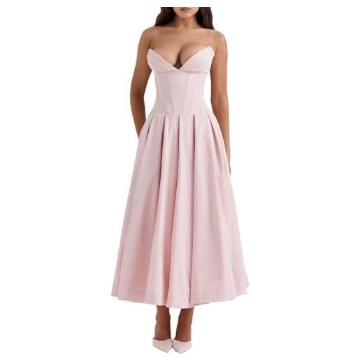 TACSTRUN sexy senza maniche bodycon corsetto maxi abito tubo top ruched flowy elegante sera party abiti lunghi