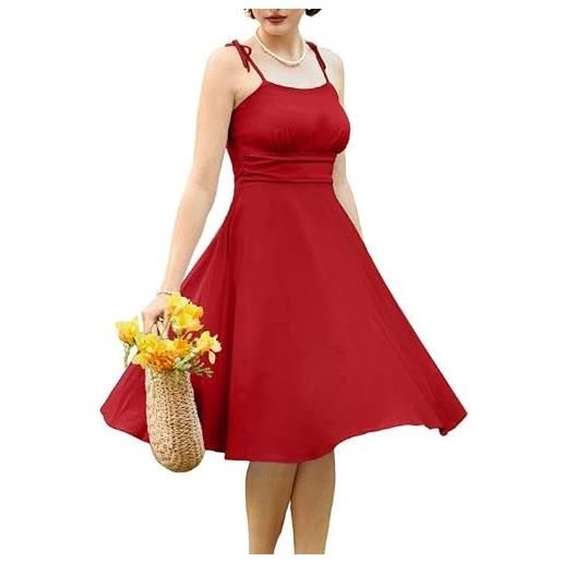 Belle Poque abito donna midi con cinturino a spaghetti casual carino con tasche da spiaggia per le vacanze