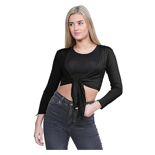 Janisramone donne nuovo pianura bolero davanti legare shrug le signore ritagliata lungo manica allungare cardigan cima