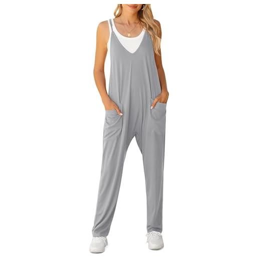 Cegerne salopette donna estiva larga senza maniche tuta intera jumpsuit premaman casual da lavoro giardino con tasche grandi