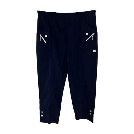 Kiran Fashion pantaloni capri da donna a tre quarti, flessibili, elasticizzati, taglia 42-50, colore: ciliegia