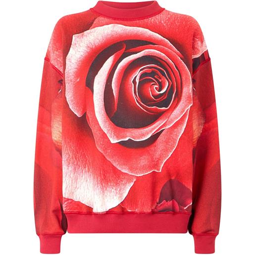 Roberto Cavalli felpa con stampa rose - rosso