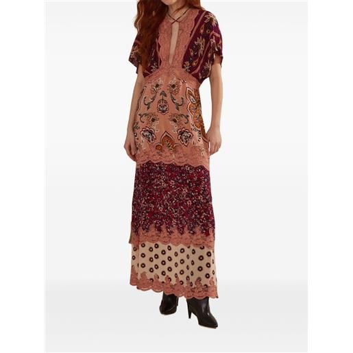FARM Rio abito glam tapestry in pizzo a fiori - rosa
