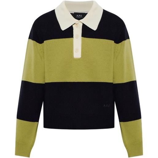 A.P.C. polo louise a righe in lana - verde