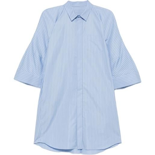 sacai chemisier corto a righe con maniche svasate - blu