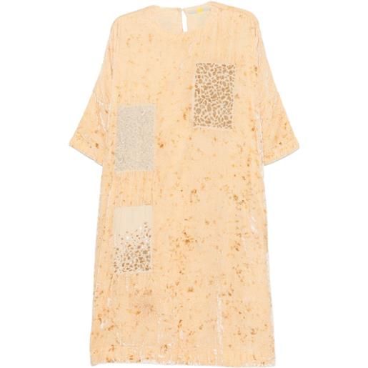 Aodress abito midi patchwork con paillettes - toni neutri