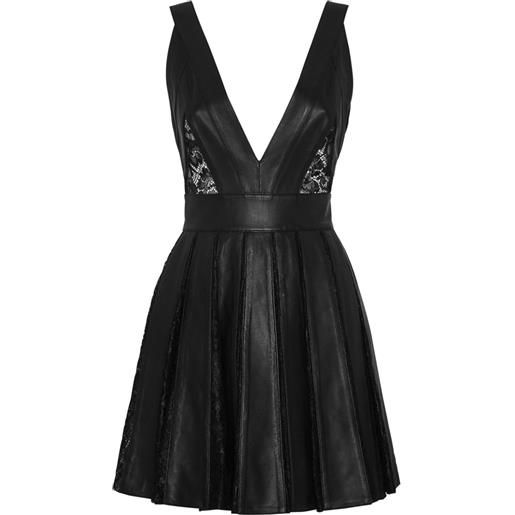 Philipp Plein abito corto con inserti semi trasparenti - nero