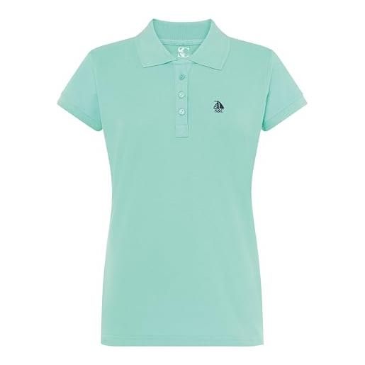 S&C - polo donna manica corta cotone, polo donna custom fit, taglia stretta, 3 bottoni, stile casual, bordatura a maniche e collo a costine, prodotto in spagna