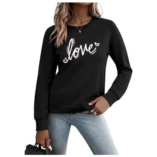 Gyabnw felpa donna girocollo stampa cuore spalle cadenti | maniche lunghe, vestibilità ampia, modello casual e sportivo, per primavera e autunno